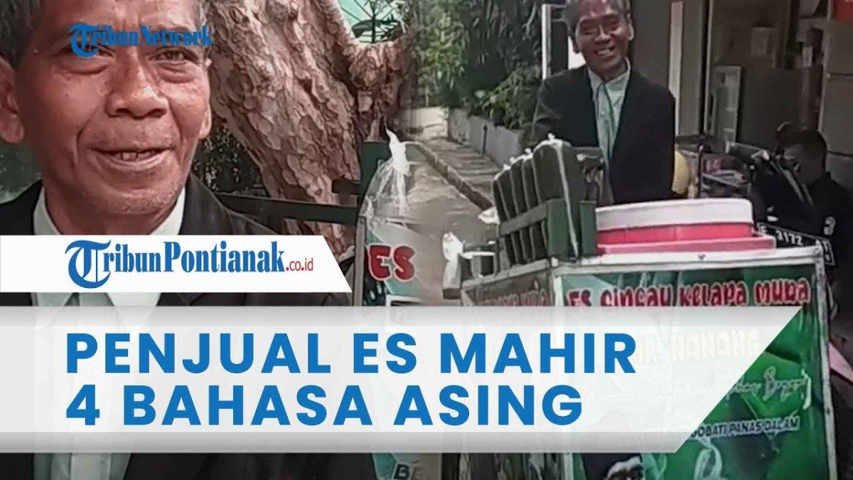 PENJUAL CINCAU VIRAL - Capture YouTube Tribun Pontianak menampilkan sosok Mr Nanang. Penjual cincau Mr Nanang viral karena bisa 4 bahasa dan pernah pacari bule