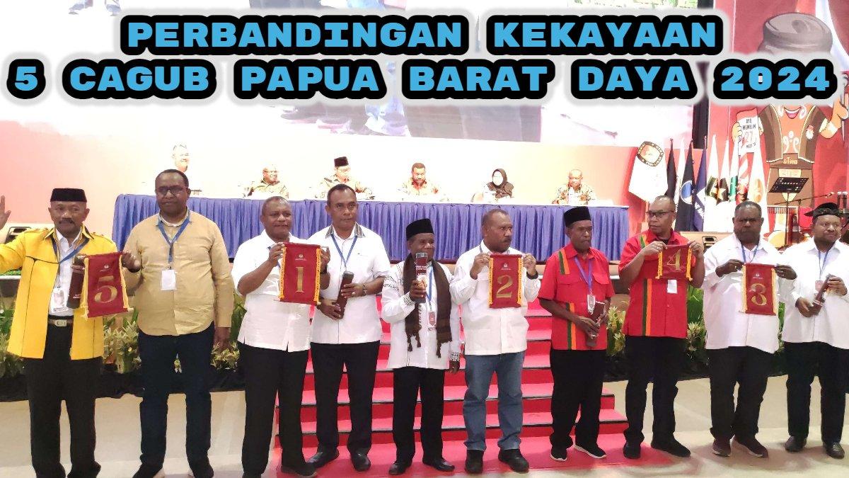 Berikut perbandingan kekayaan lima calon Gubernur Papua Barta Daya 2024. Abdul Faris Umlati paling tajir.