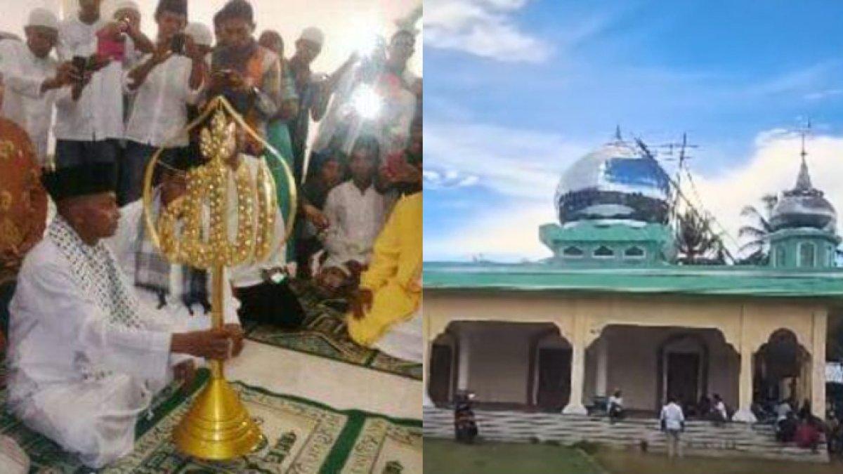 Perhiasan kubah Masjid Al Huda di desanya itu terbuat dari emas seberat 2,6 kg.