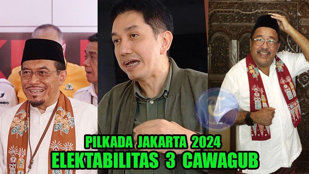 Adu elektabilitas calon wakil gubernur di Pilkada Jakarta 2024, cek persaingan Suswono vs Kun Wardana vs Rano Karno.