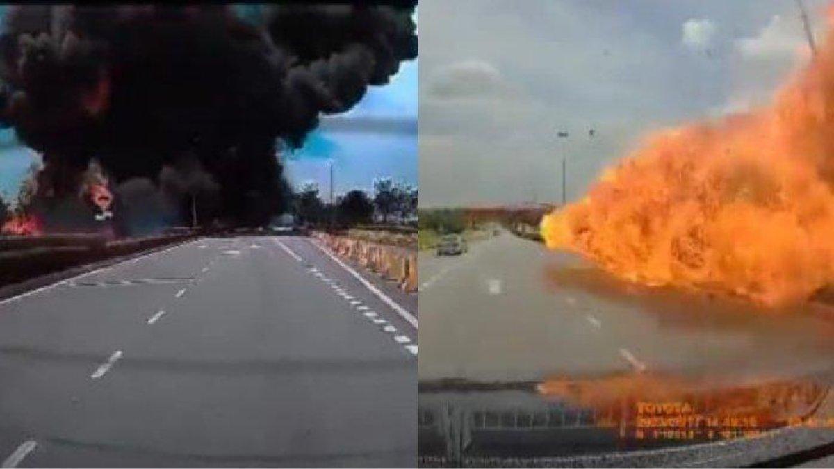 Pesawat jet bisnis Beechcraft Model 390 jatuh di Jalan Raya Guthrie dekat kota Elmina, Shah Alam, Selangor, Malaysia, pada Kamis (17/8/2023).