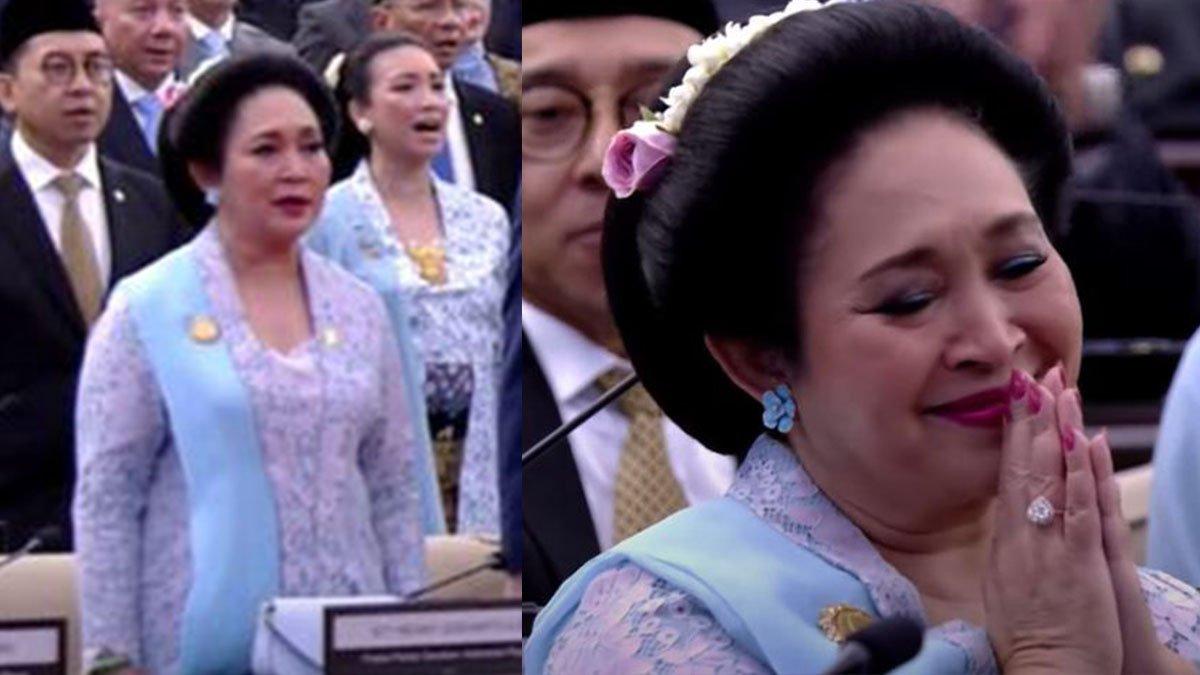 Pesona Titiek Soeharto berkebaya ungu muda 2