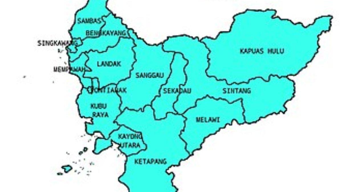 Ilustrasi peta Kalimantan Barat - Daftar kabupaten dan kota di Kalimantan Barat
