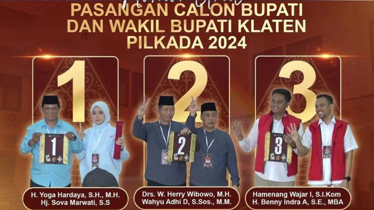 Tiga paslon Pilkada Klaten 2024.