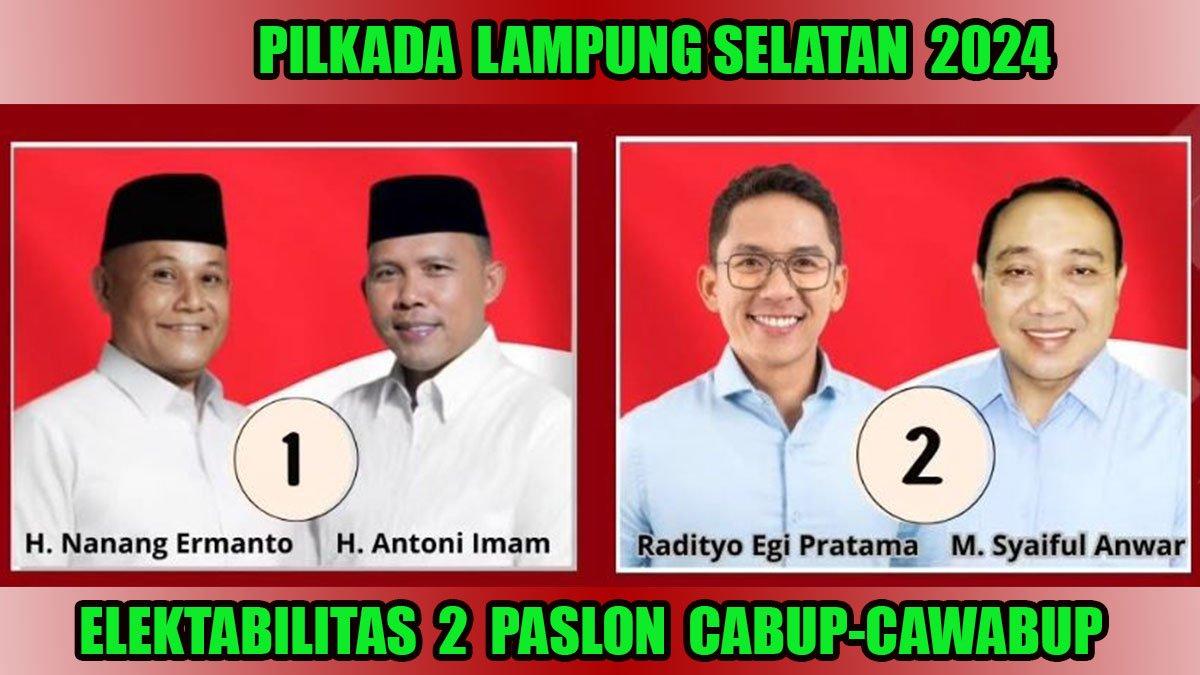 Survei elektabilitas pasangan calon bupati dan wakil bupati di Pilkada Lampung Selatan 2024.