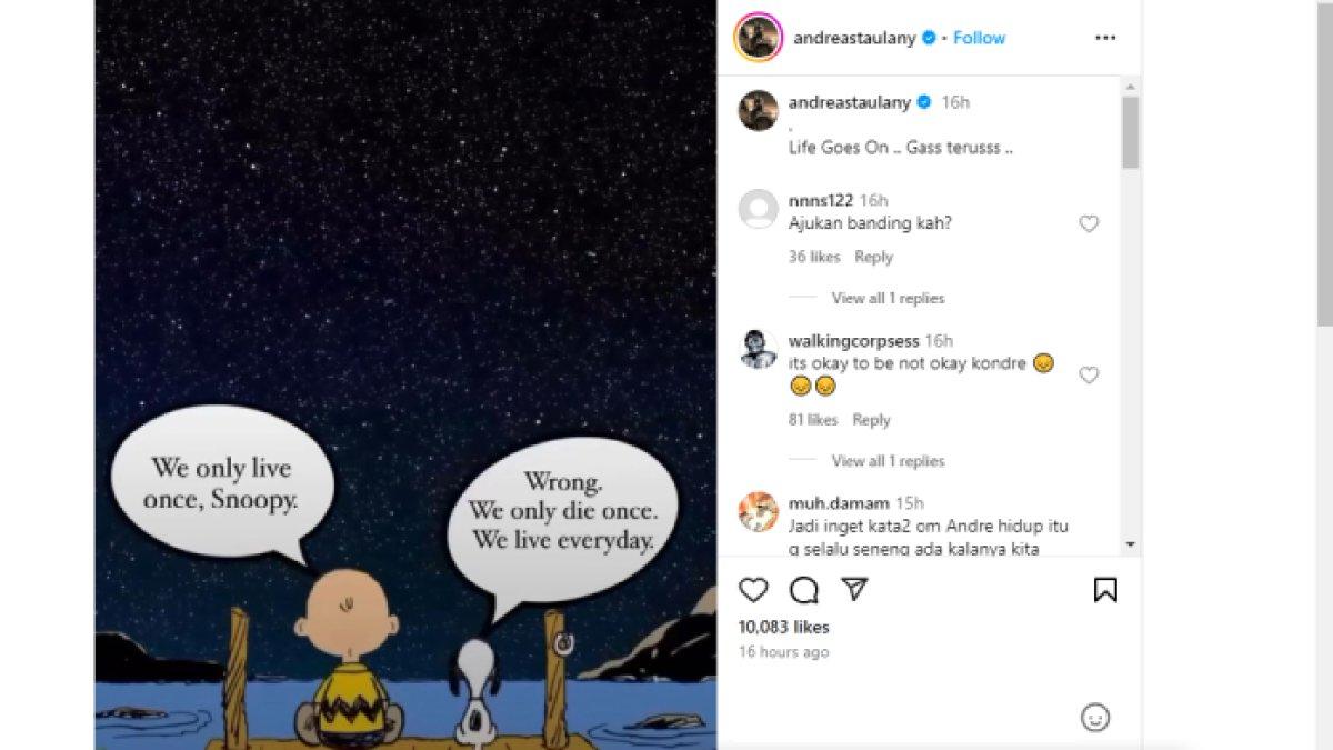 Postingan Instagram meme Andre Taulany