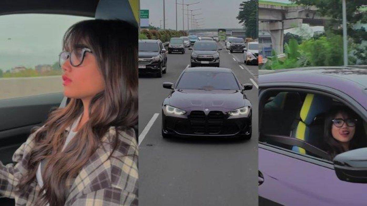 Potret Fuji tengah mengendarai mobil mewah dengan harga miliaran rupiah.