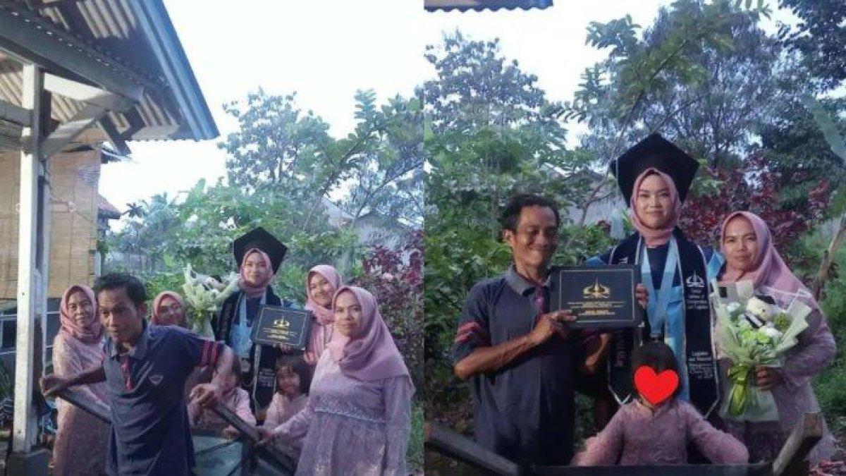 Potret Yulinda Putri anak pemulung berfoto di atas gerobak bersama orangtua dan keluarganya