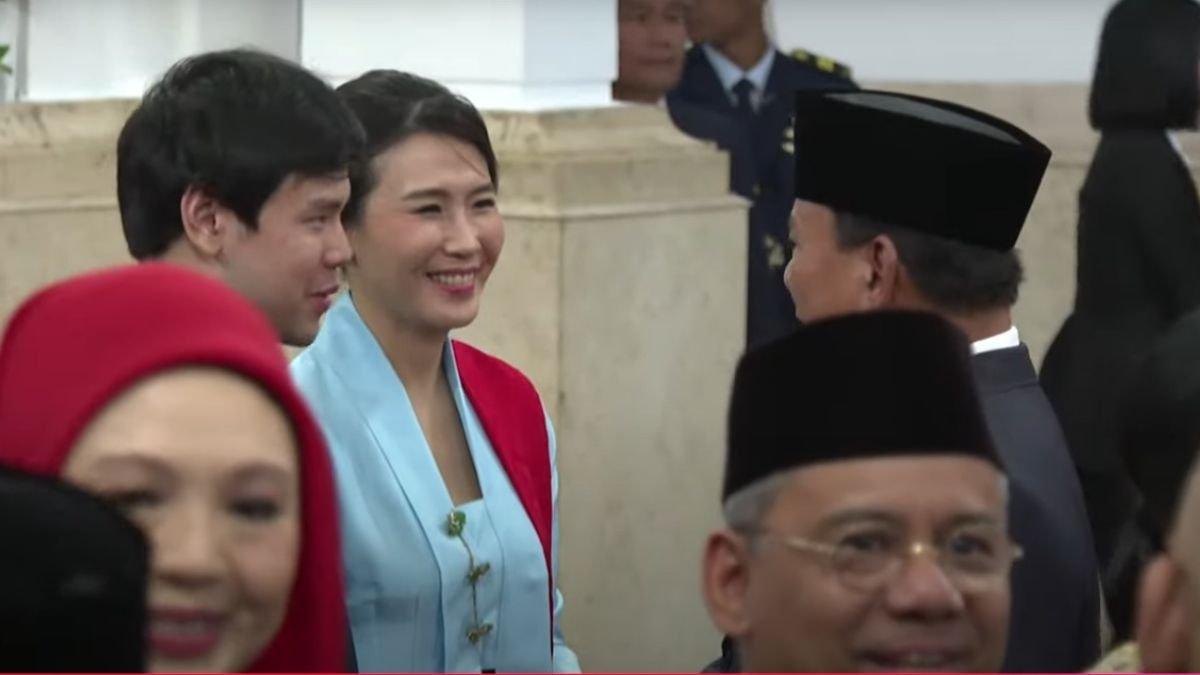Prabowo ngobrol dengan Veronica Tan dan Nicholas Sean