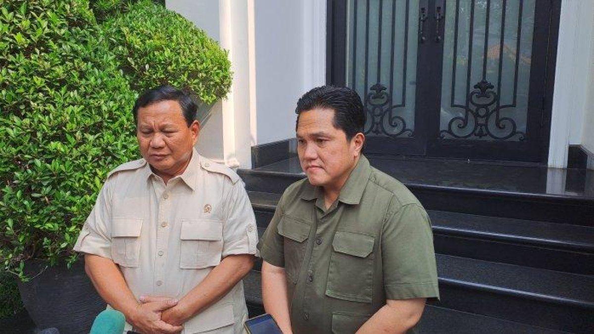 Calon Presiden yang juga sekaligus Menteri Pertahanan (Menhan) Prabowo Subianto dan Menteri BUMN Ercik Thohir di Kawasan Menteng, pada Selasa (31/10/2023) siang.
