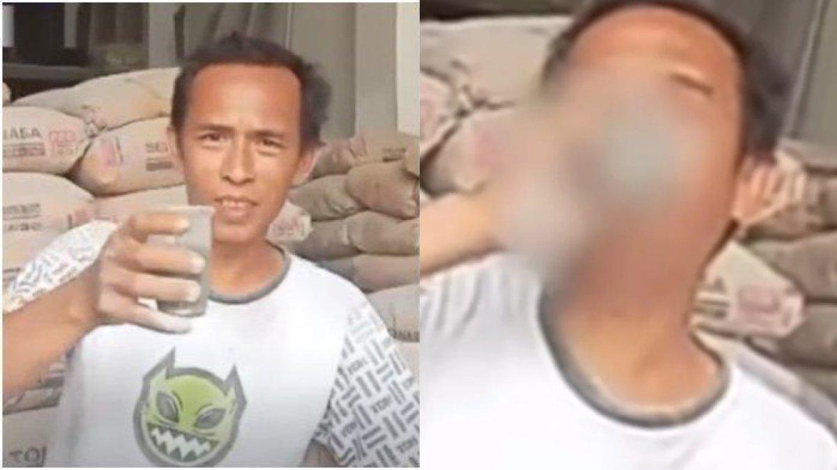 Pria ini gemar menyeduh semen di gelas dan diseruput bak kopi, mengaku jarang sakit.