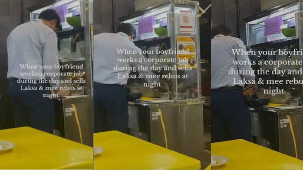 Pria rela kerja jualan mie ayam pada malam hari sepulang dari kantor 1