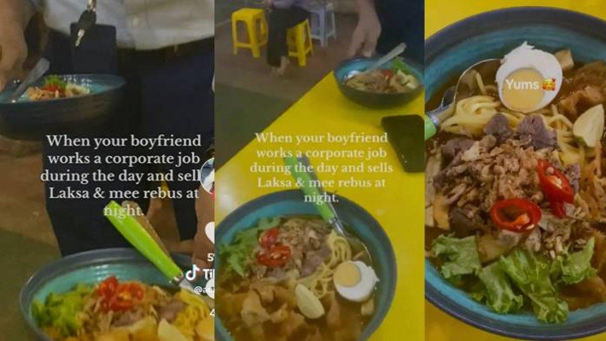 Pria rela kerja jualan mie ayam pada malam hari sepulang dari kantor 2