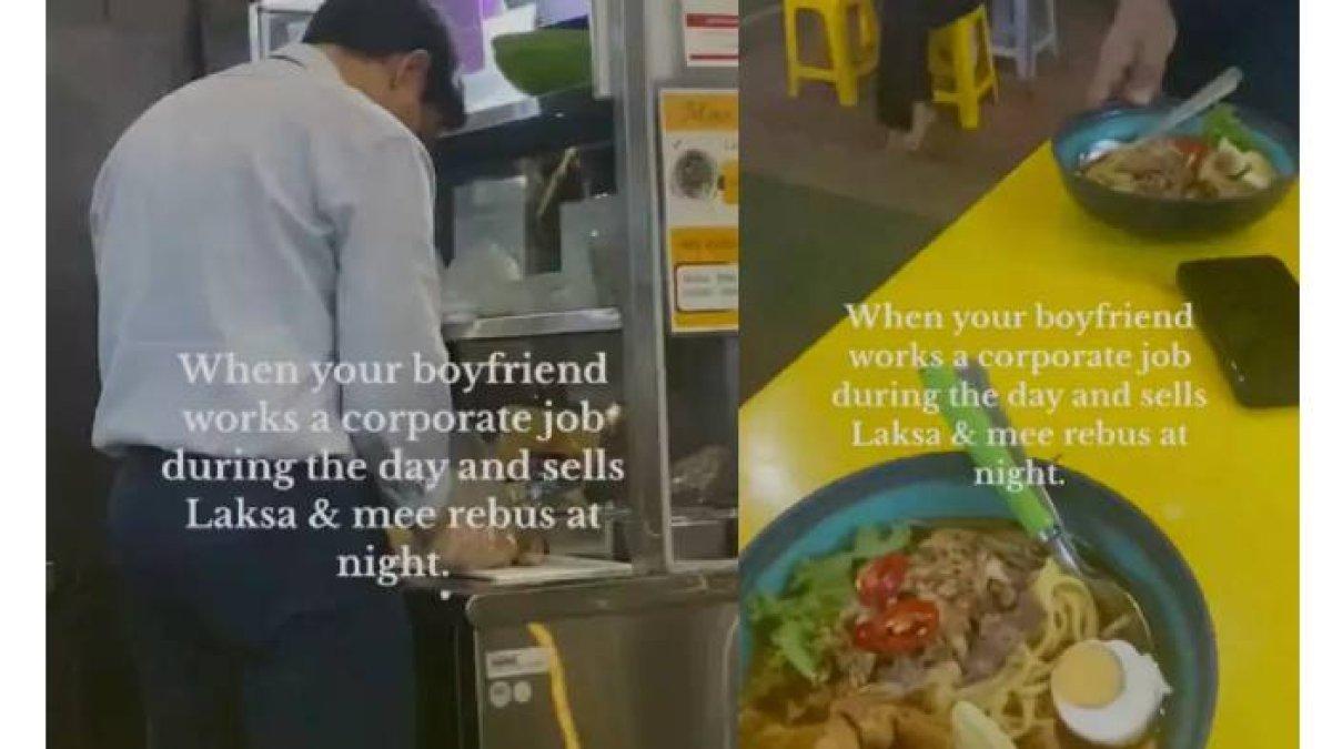 Pria rela kerja jualan mie ayam pada malam hari sepulang dari kantor