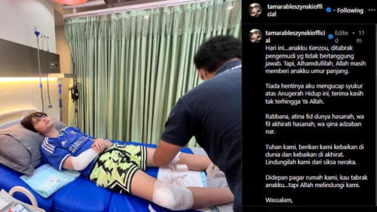 Putra Tamara Bleszynski alami tabrak lari, begini kondisinya terkini.