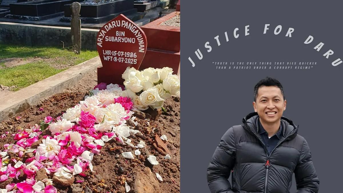 DIPLOMAT TEWAS MISTERIUS - Kolase potret makam Arya Daru Pangayunan diambil dari Instagram @putriroos. Putri Roos mengaku teman kecil Arya Daru, buka suara minta keadilan