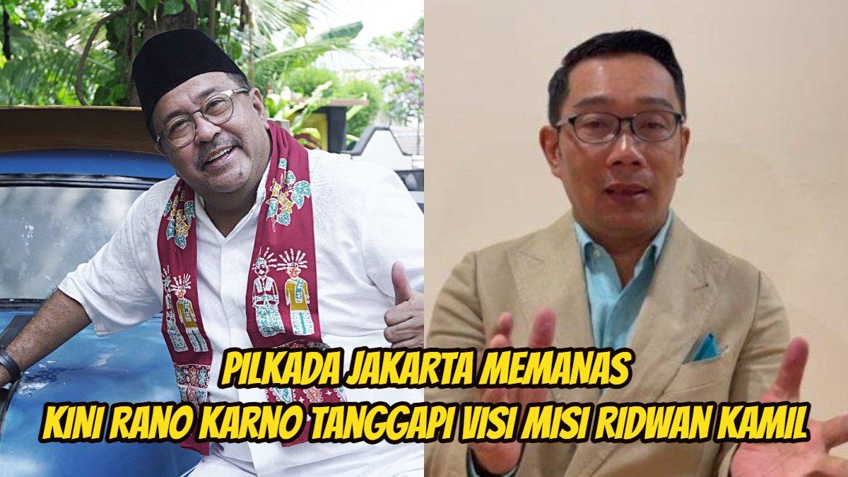 Calon Wakil Gubernur pendamping Pranono Anung, Rano Karno menanggapi terkait visi misi yang dijanjikan pasangan Ridwan Kamil-Suswono untuk Jakarta.