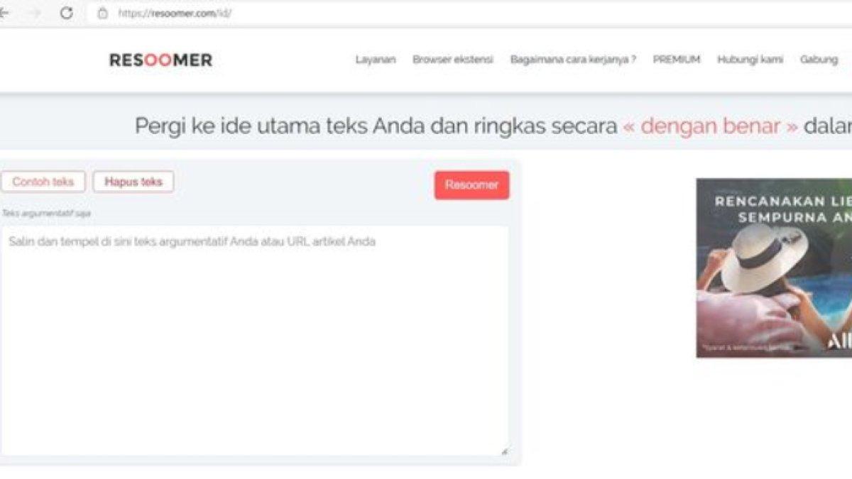 Resoomer merupakan situs kesimpulan otomatis berbahasa Indonesia