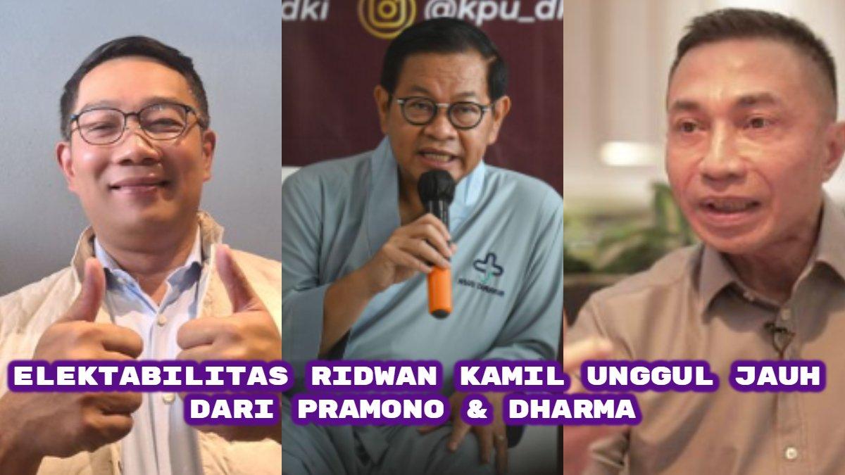 Berikut hasil survei elektabilitas dan popularitas terbaru di Pilkada Jakarta 2024. Ridwan Kamil Unggul Jauh dari Pramono Anung dan Dharma Pongrekun