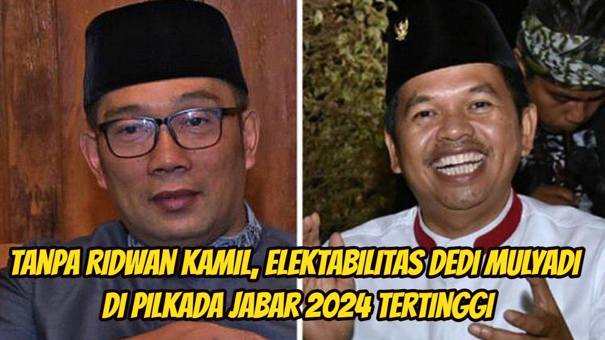 Berikut elektabilitas terbaru Pilkada Jabar tanpa Ridwan Kamil. Dalam hasilnya calon Gubernur Dedi Mulyadi ungguli Ahmad Syaikhu dan Jeje Wiradinata