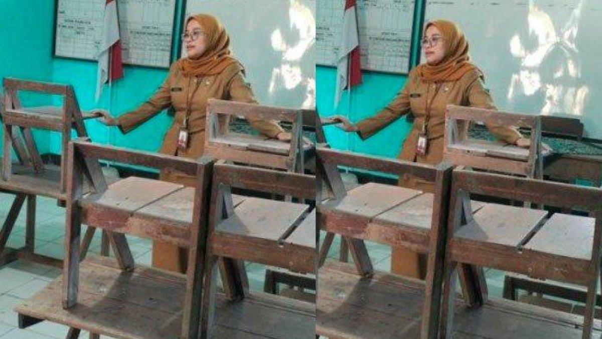 SEPI MURID BARU - Pemandangan memilukan terjadi di hari pertama masuk sekolah di SDN 1 Patalan, Blora, Jawa Tengah.
