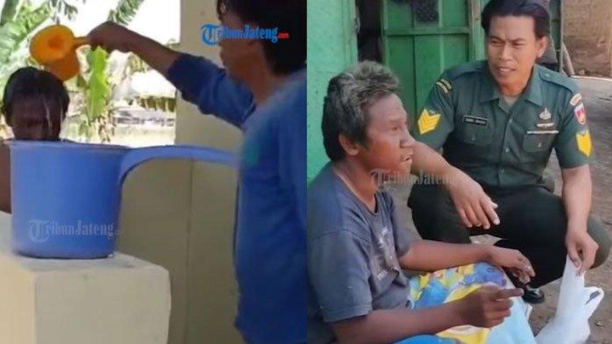 SOSOK Endro Sriyoto, anggota TNI tak gengsi rawat ODGJ pakai uangnya sendiri, disuapi & dimandiin, padahal tubuhnya kumuh