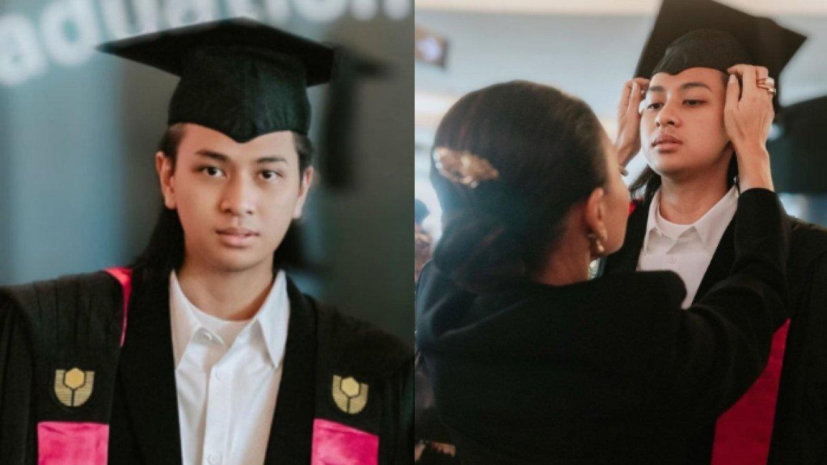 SOSOK anak artis ini berhasil menghipnotis banyak orang gegara ketampanannya berpenampilan gondrong saat wisuda