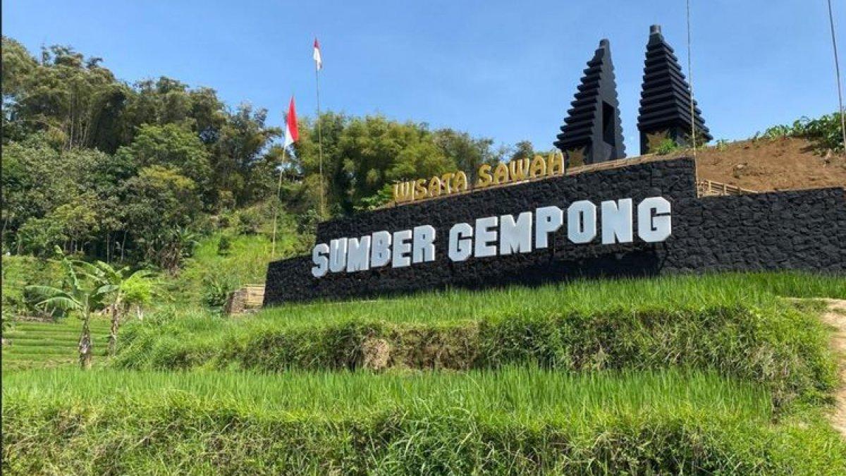 WISATA MOJOKERTO: Sawah Sumber Gempong, salah satu wisata alam di Desa Wisata Ketapanrame, Kecamatan Trawas, Kabupaten Mojokerto, Provinsi Jawa Timur.