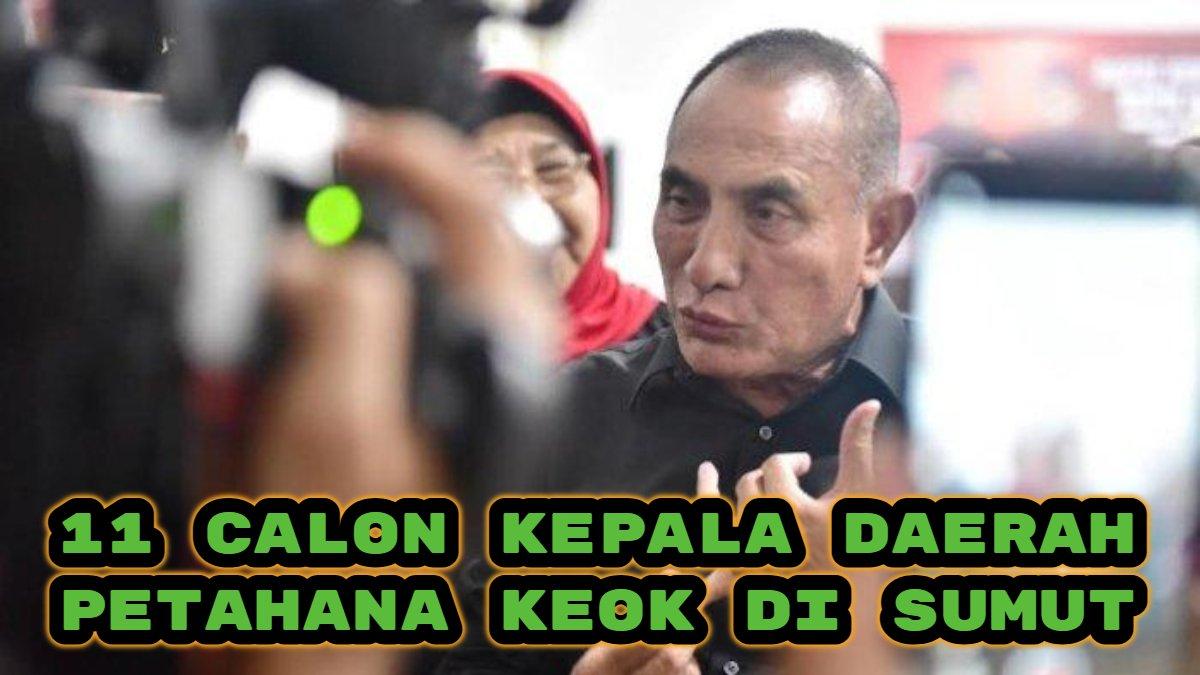 Berikut sebelas kepala daerah petahana di Sumatera Utara (Sumut) yang tumbang di pemilihan daerah meliputi pemilihan Gubernur, Bupati dan Walikota.