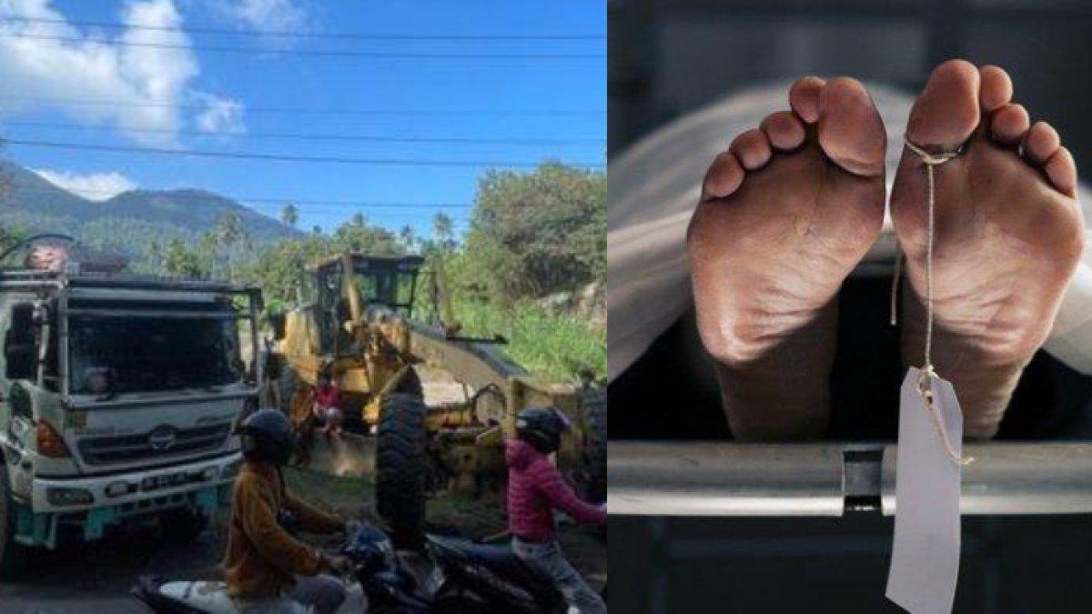 Sebuah grader hilang kendali menyebabkan satu orang di Bitung tewas