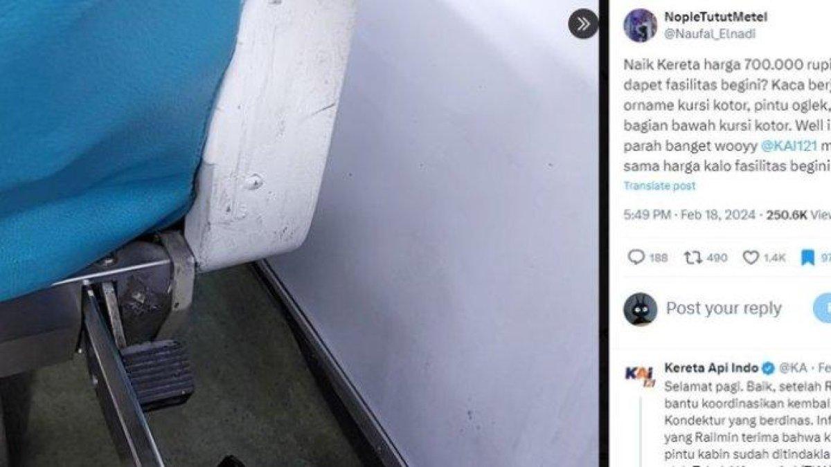 Sebuah unggahan viral yang memperlihatkan penumpang mendapatkan fasilitas kereta y