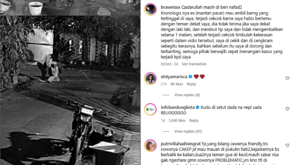 KASUS PENGANIAYAAN SELEBGRAM - Potret rekaman CCTV kasus penganiayaan selebgram diambil dari Instagram pada Rabu (11/6/2025). Selebgram Cianjur Risa Nur Arisa menjadi korban penganiayaan.