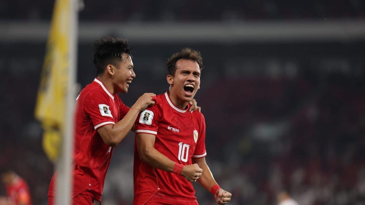 EGY MAULANA VIKRI - Selebrasi penyerang timnas Indonesia Egy Maulana Vikri usai membobol gawang timnas Vietnam pada laga Kualifikasi Piala Dunia 2026 Zona Asia di Stadion Utama Gelora Bung Karno, Kamis (21/3/2024).