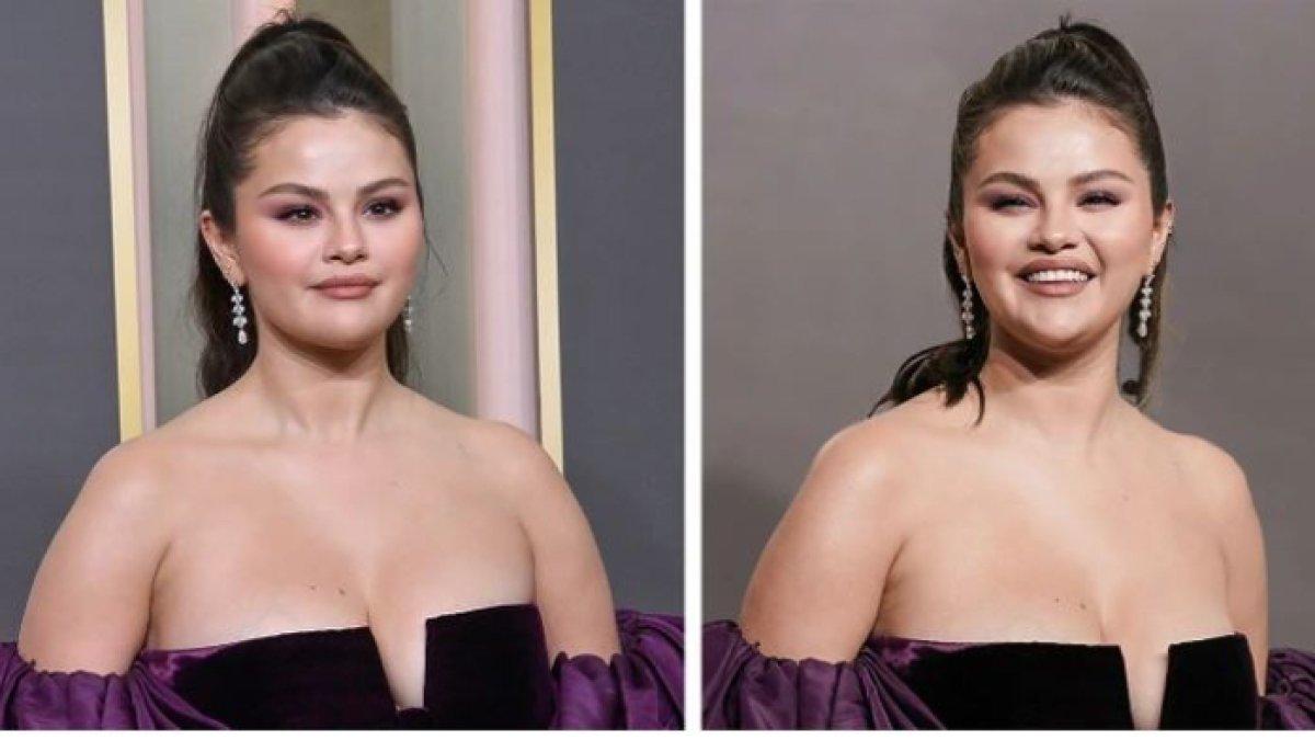 Selena Gomez yang hadir di upacara Golden Globes ke-80.