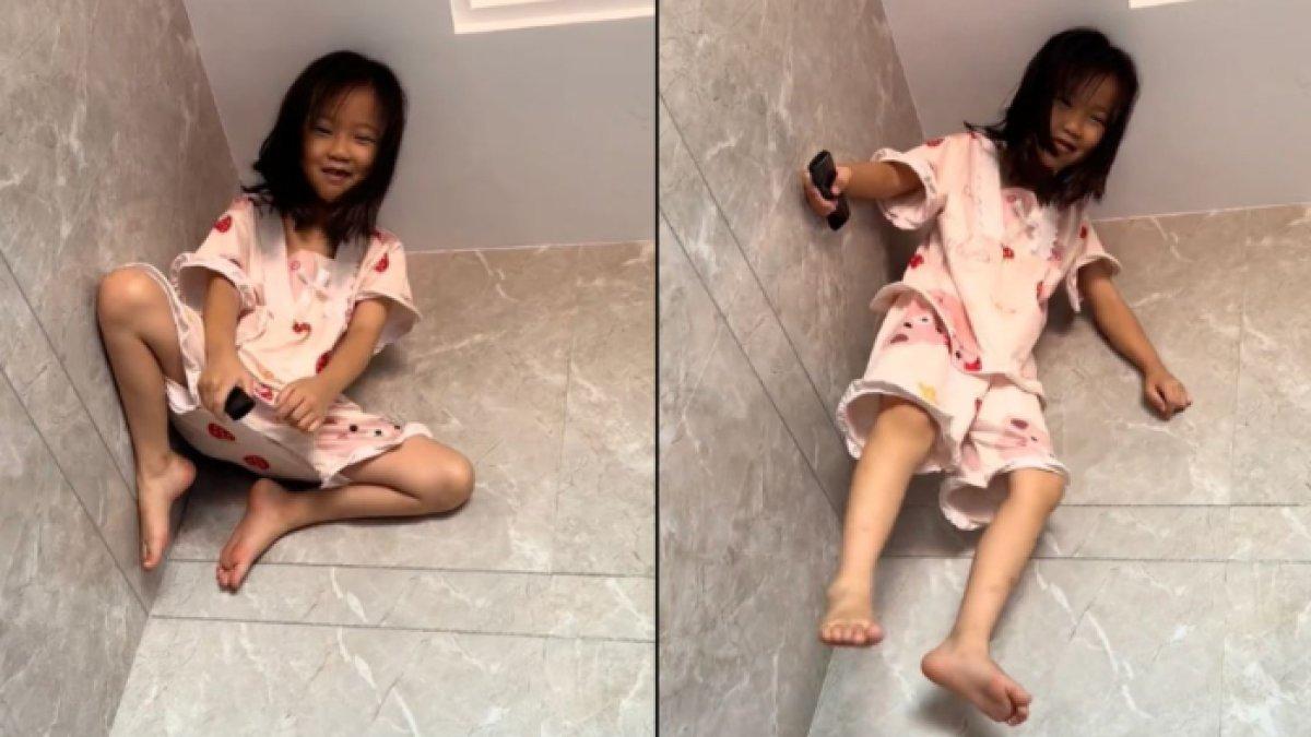 Sosok gadis yang berhasil memanjat dinding seperti Spiderman