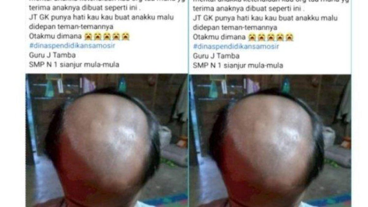 Siswa cukur setengah botak rambut siswa