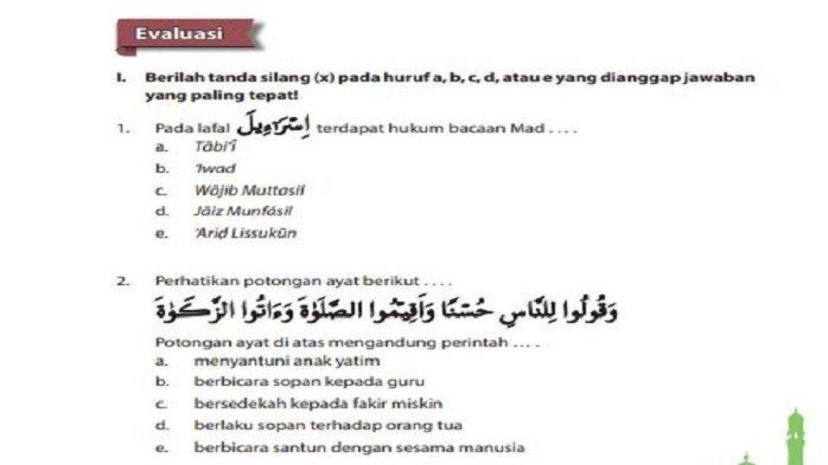 Soal Bagian Evaluasi pada Buku PAI Kelas 12 Halaman 119