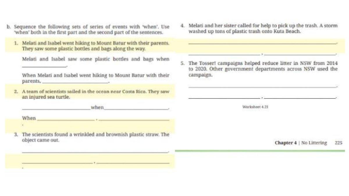 ILUSTRASI KUNCI JAWABAN: Soal Bahasa Inggris Kelas 8 Kurikulum Merdeka Halaman 225: Worksheet 4.21
