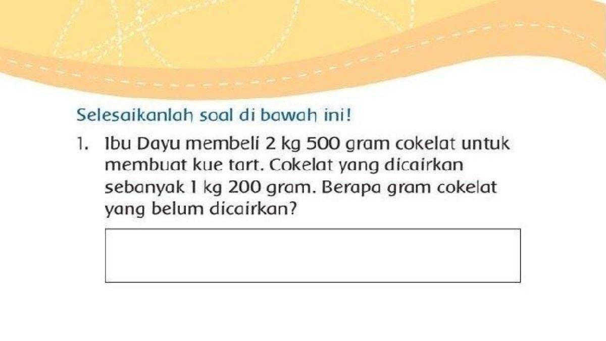 Soal cerita matematika pada buku tema 3 kelas 3 SD halaman 166. (Buku Terpadu Tematik SD)