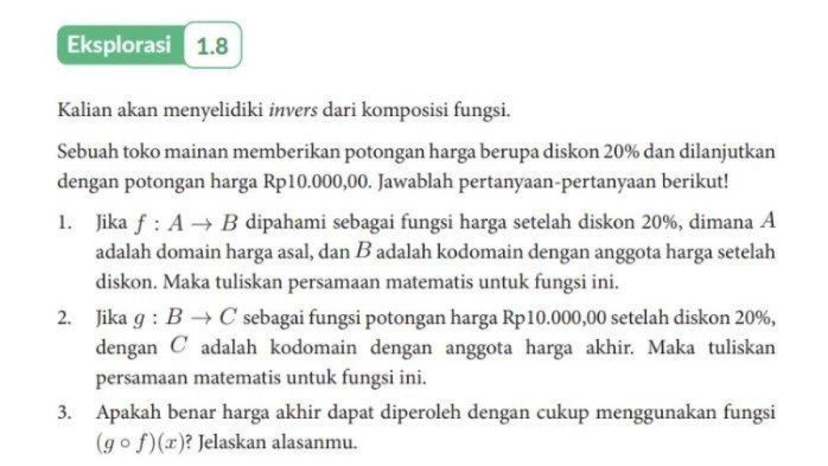Soal Matematika Kelas 11 Kurikulum Merdeka halaman 38: Eksplorasi 1.8. Berikut ini kunci jawaban Matematika