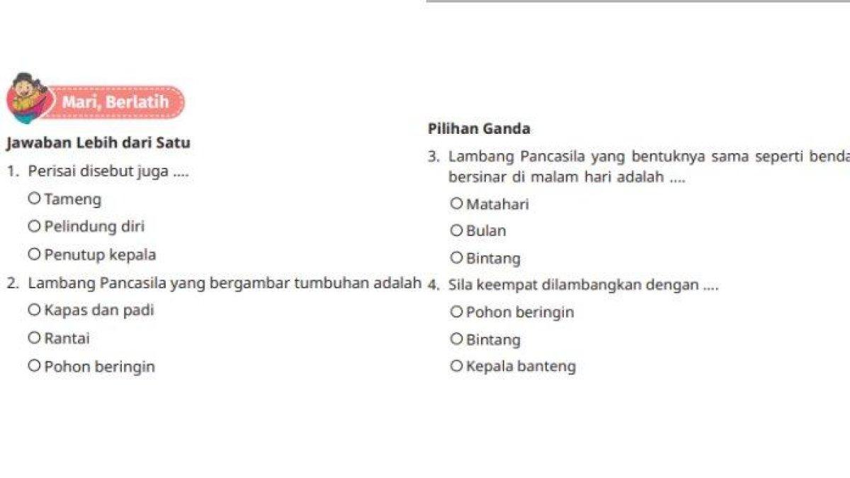 Soal Pendidikan Pancasila Kelas 2 Kurikulum Merdeka Halaman 43: Perisai Disebut Juga …