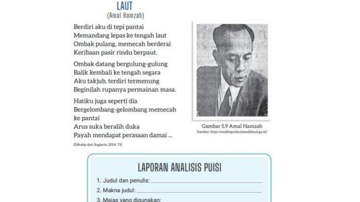 Soal buku Bahasa Indonesia kelas 9 halaman 150 Kurikulum Merdeka - Kunci jawaban Bahasa Indonesia kelas 9 halaman 150 Kurikulum Merdeka, Laporan Analisis Puisi Laut karya Amal Hamzah, Bab 5 Menuju Laut