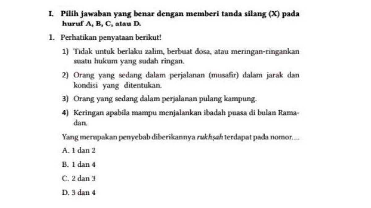 Soal buku PAI kelas 7 halaman 218, 21 g Kurikulum Merdeka.