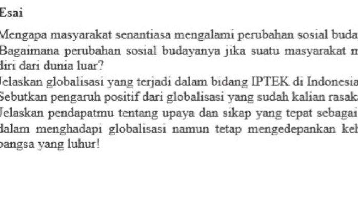 Soal dan Jawaban Essai perkembangan IPTEK