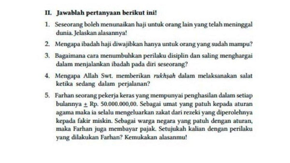 Soal dan kunci jawaban Pendidikan Agama Islam (PAI) kelas 7 halaman 221 h