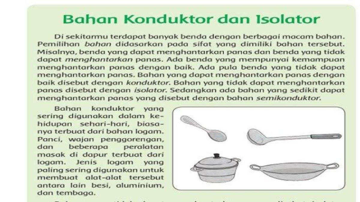 Soal dan kunci jawaban SD materi kelas 5 tema 6   halaman 139 tentang Konduktor dan Isolator