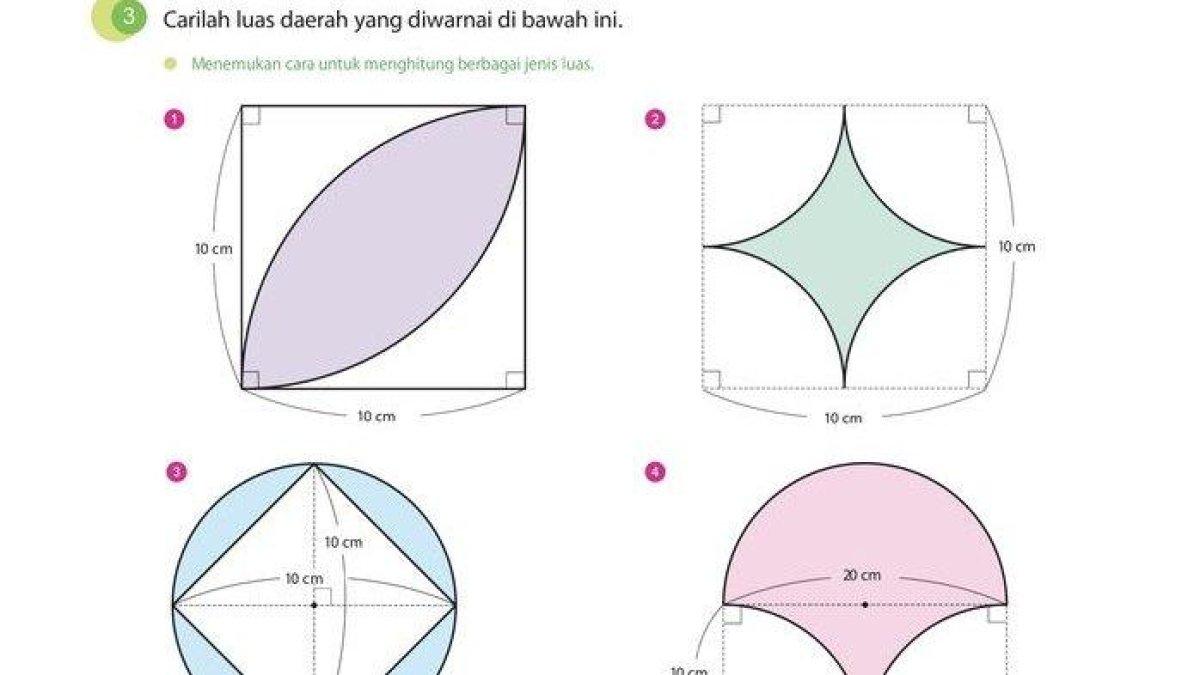 Soal nomor 3 diminta mencari luas bangun yang diarsir. 