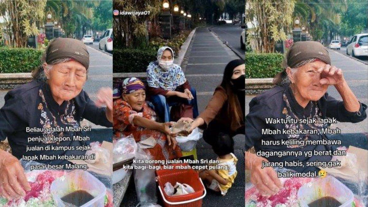 Sosok Mbah Sri, penjual klepon puluhan tahun di kawasan Universitas Brawijaya, usianya sudah 90 tahun
