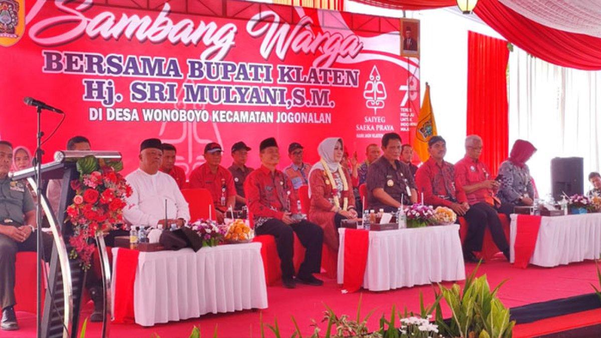 Sri Mulyani saat hadir di kegiatan sambang warga di Desa Wonoboyo Klaten