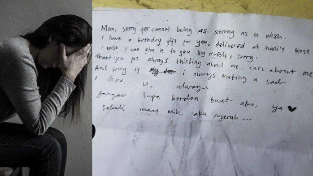 Surat memilukan dari seorang mahasiswi sebelum tewas jatuh dari lantai empat mall di Semarang, ditujukan untuk ibunda